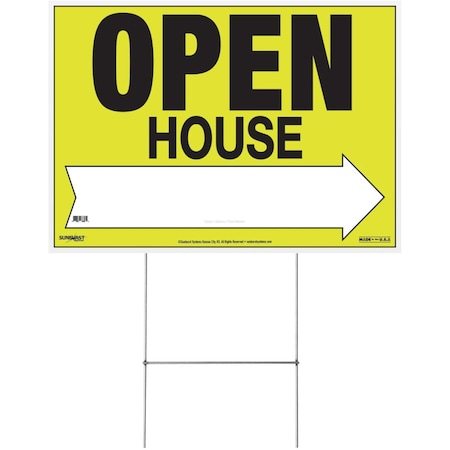 Sunburst Systems Sign Open House 22 in x 32 in Corrugated Plastic with Step Stake 3825